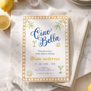 Convite Ciao Bella limão Cítrico Chuveiro de Noiva Italian