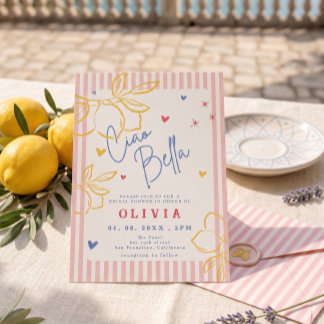 Convite Ciao Bella limão desenhado à mão Chuveiro de Noiva
