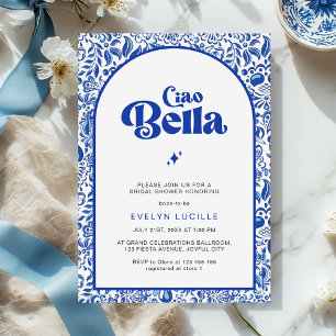 Convite Ciao Bella Moderno Retro Chuveiro de Noiva Italian