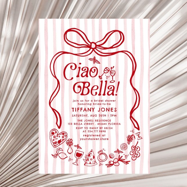 Convite Ciao Bella Red Lemons Chá de panela (Criador carregado)