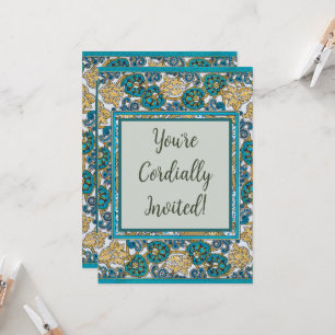 Convite ciclamen azul arte nova flor botânica