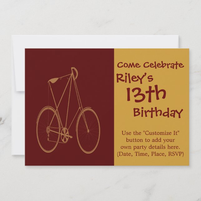 Convite Ciclo Antiquado De Bicicleta Vermelha De Bicicleta (Frente)