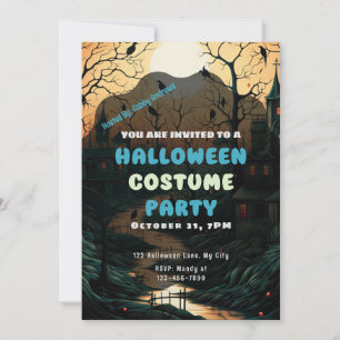 Convite Cidade de Halloween Vintage Halloween