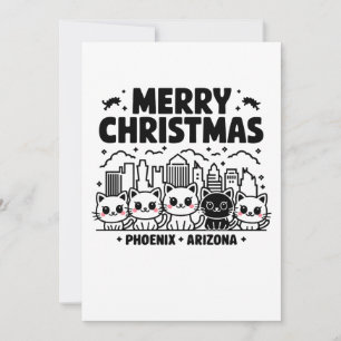 Convite Cidade de Phoenix Arizona Feliz Natal Gatos EUA