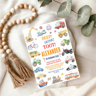 Convite Cidade de Transporte Carros e Caminhão Aniversário