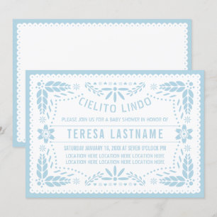 Convite Cieliro Lindo chá de bebê azul mexicano