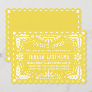 Convite Cielito lindo amarelo papel picado chá de fraldas