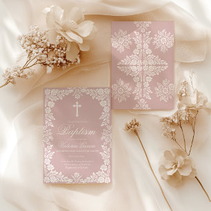 Convite Cielito Lindo Baptism Blush Pink