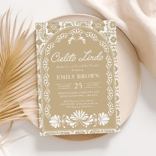 Convite Cielito lindo beige chá de fraldas mexicano Convit
