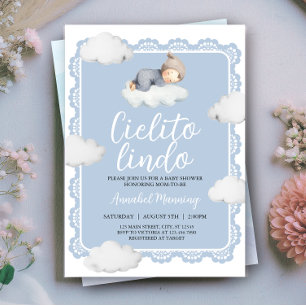 Convite Cielito Lindo Blue Cloudy Sky Baby Boy Chá