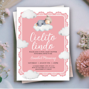 Convite Cielito Lindo Chá de fraldas Cinza Rosa