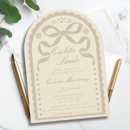Convite Cielito Lindo Cream Tan Papel Picado Baby Shower