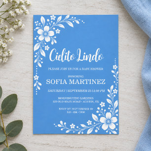 Convite Cielito Lindo Festa Mexicana Azul Baby Shower