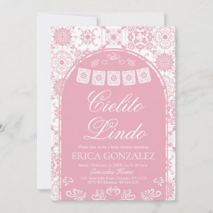 Convite Cielito Lindo Menina de Papel Picado Chás de Bebê
