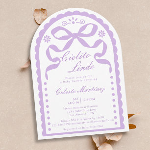Convite Cielito Lindo Menina Papel Picado Roxo Chá de Bebê