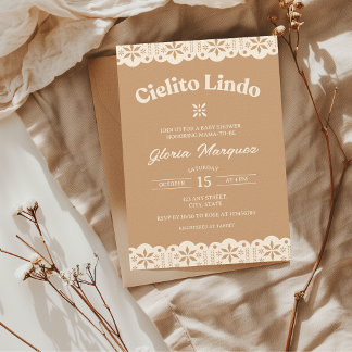 Convite Cielito Lindo Papel Picado Chá de fraldas neutro