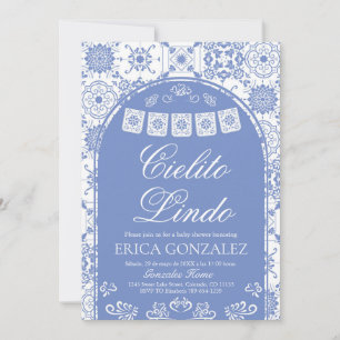 Convite Cielito Lindo Papel Picado Menino Chá de Bebê Azul