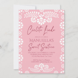 Convite Cielito lindo pink Mexican sweet 16 birthday party