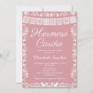 Convite Cielito Lindo Rosa Corado Hermoso Cariño Baby Chã