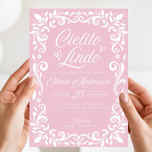 Convite Cielito Lindo Rosa Editável, Cielito