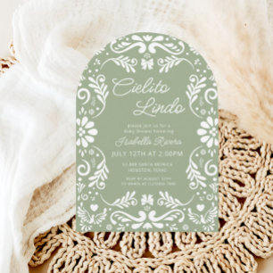 Convite Cielito Lindo Talavera Chá de fraldas Verde Mexica