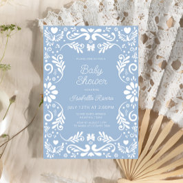 Convite Cielito Lindo Talavera Mexican Blue Baby Shower 