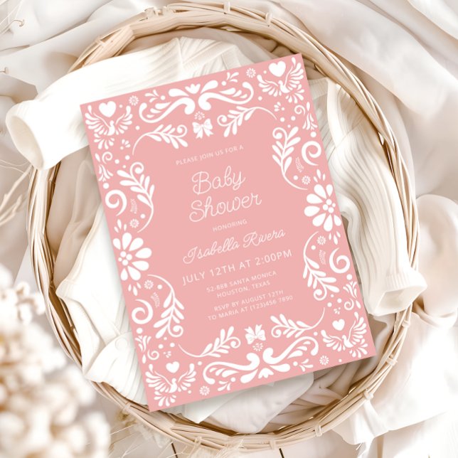Convite Cielito Lindo Talavera Mexican Girl Baby Shower  (Criador carregado)