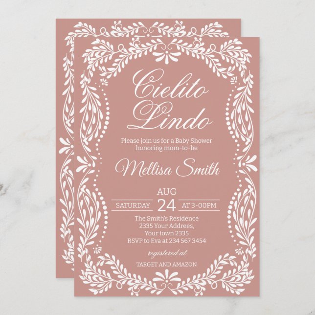 Convite Cielito Lindo Talavera Mexican Pink Baby Shower (Frente/Verso)