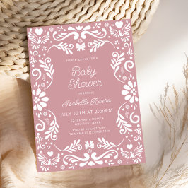 Convite Cielito Lindo Talavera Mexican Pink Baby Shower 