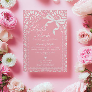 Convite Cielito Lindo Talavera Rosa Mexicano Chás de Bebê