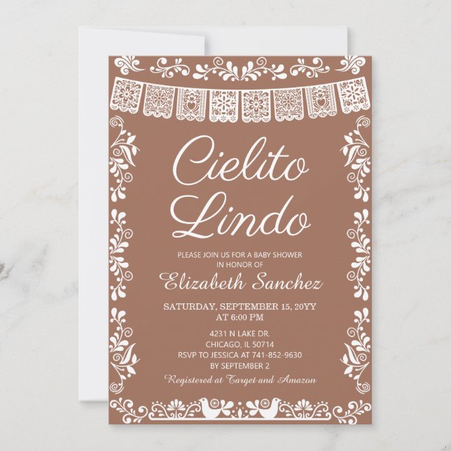 Convite Cielito Lindo Terracotta Papel Picado Baby Shower (Frente)