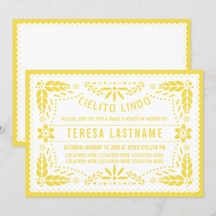 Convite Cielito papel picado chá de fraldas mexicano