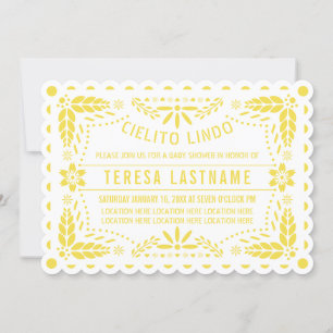 Convite Cielito papel picado chá de fraldas rebarbado
