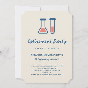 Convite Ciência de Béquer e Tubo de Ensaio Tema de Aposent