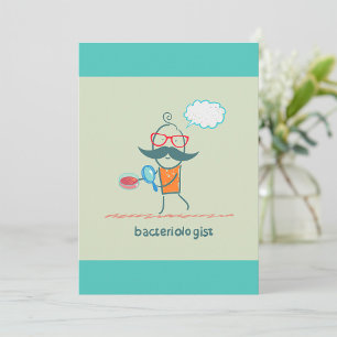 Convite Cientista bacteriologista engraçado com bigode gra