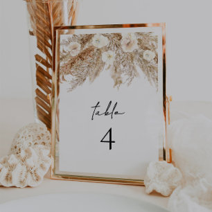 Convite CIERA Bohemian Pampas Beige Desert Table Numbers