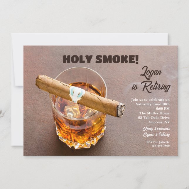 Convite Cigar and Whisky Retirement Invitations (Frente)