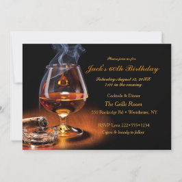 Convite Cigarro Masculino & Conhaque Cognac Snifter Monogr
