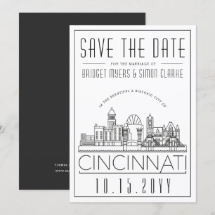 Convite Cincinnati Casamento Silhueta Estilizada Salve a D