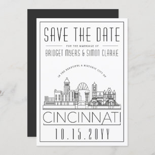 Convite Cincinnati Wedding Stylized Skyline Salvar Data
