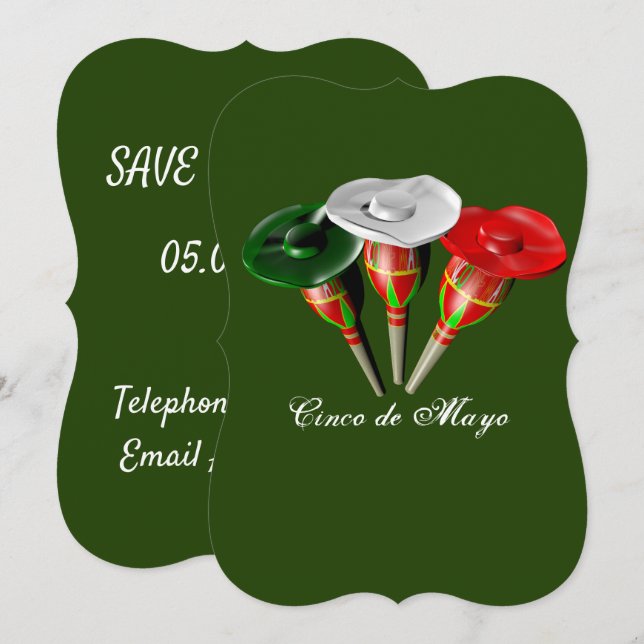 Convite Cinco de maio, festa mexicana (Frente/Verso)