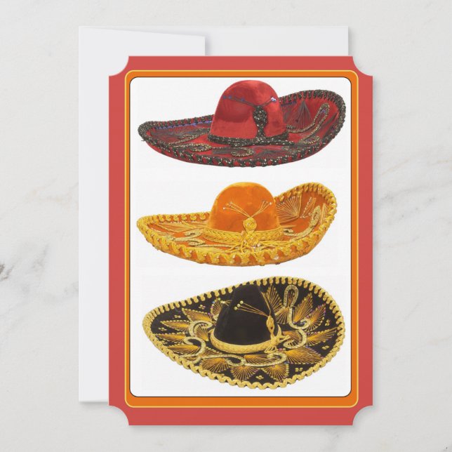 Convite Cinco de Mayo Party Sombreros (Frente)