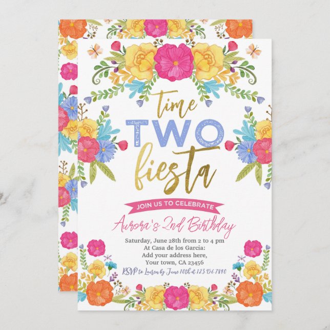 Convite Cinco de Mayo segundo aniversário mexicano (Frente/Verso)