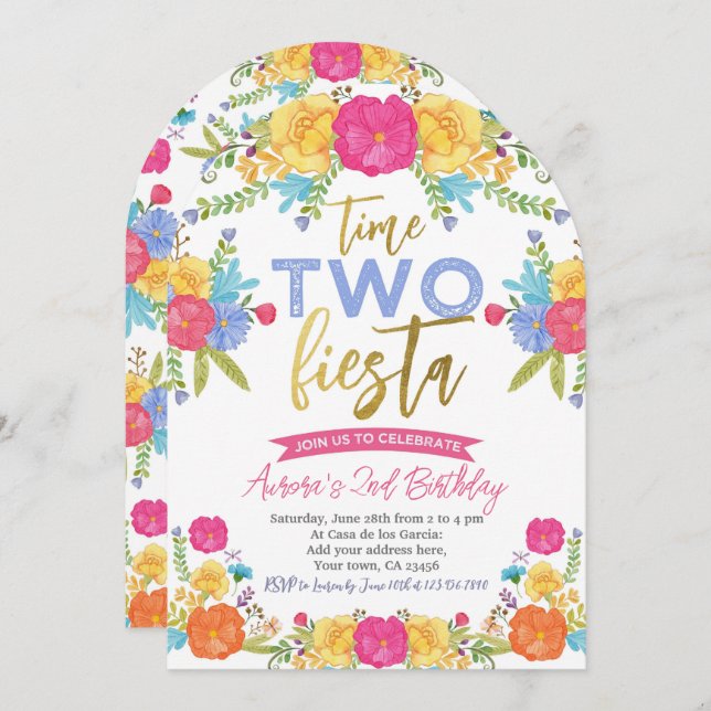 Convite Cinco de Mayo segundo aniversário mexicano (Frente/Verso)