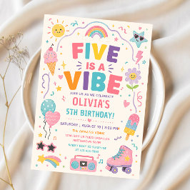 Convite Cinco É um Aniversário Colorido e Vibrante