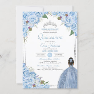 Convite Cinderela Azul Bebê Quinceanera Princesa Aniversár