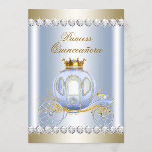 Convite Cinderela Princesa Azul Quinceanera