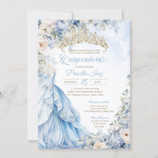 Convite Cinderela Princesa Light Blue Quinceañera
