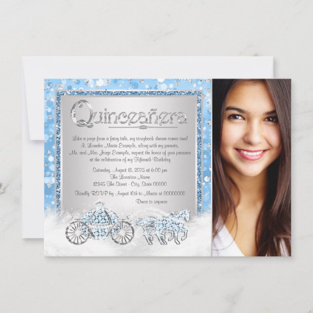 Convite Cinderela Princesa Quinceanera (Frente)