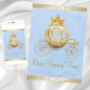 Convite Cinderella Azul Era Uma Vez Princesa Aniversário